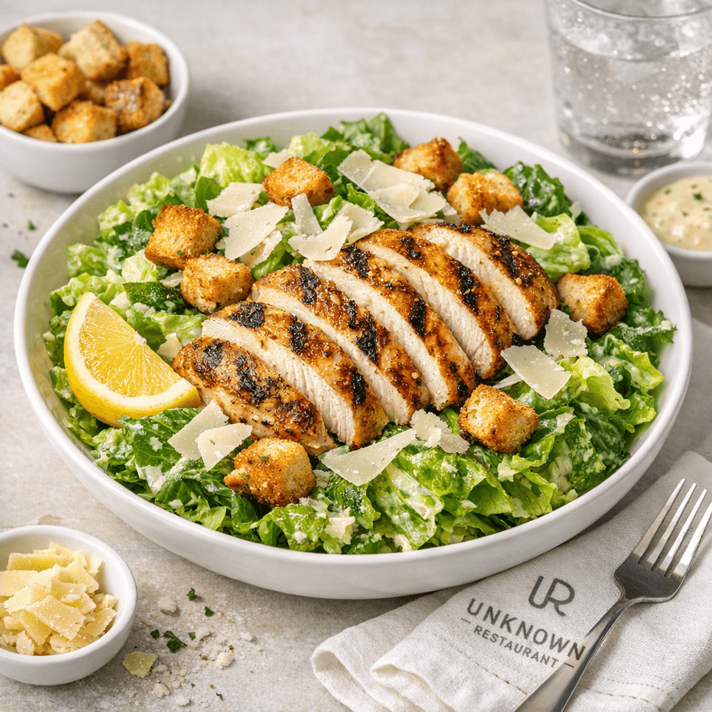 Grilled chicken Caesar salad social-ready render